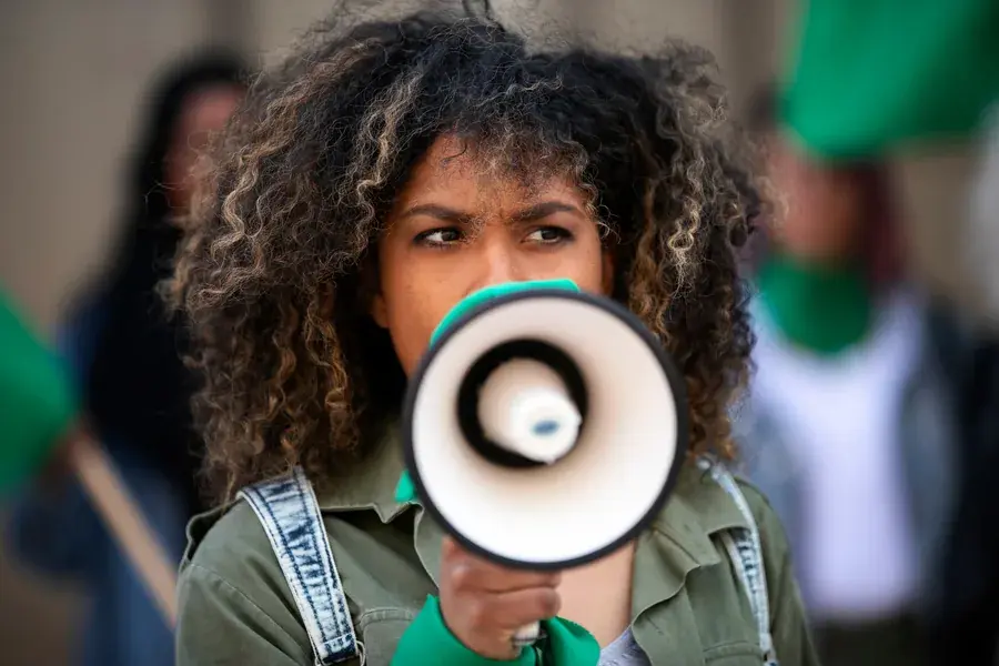 A campaigner with a megaphone