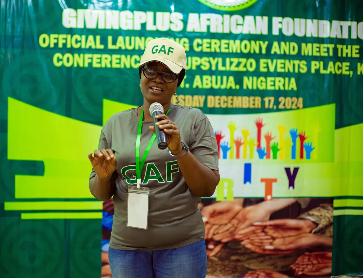 A GAF team member addressing the room